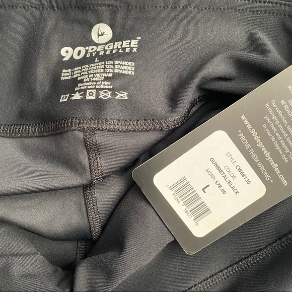 90 Degree by Reflex black and blue cropped leggings NWT - Picture 3 of 3